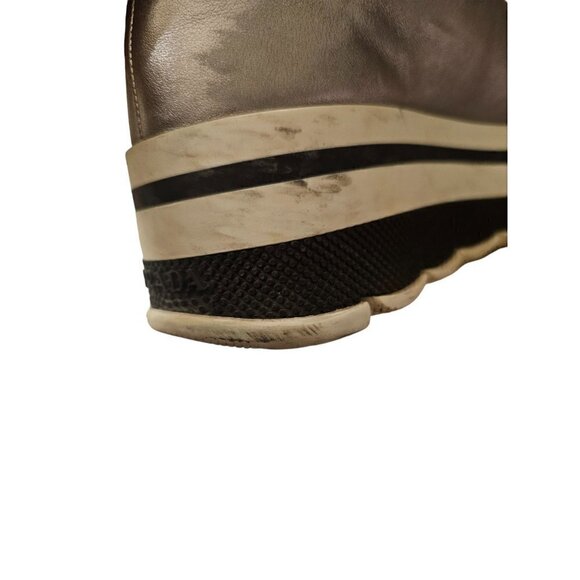 Prada Platform Silver Metallic Sport Leather Sneaker Shoes SZ 37 - Picture 10 of 13